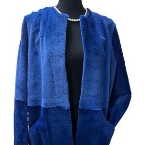 Amanda Wakeley London Kangaroo Fur Coat Royal Blue NWT UK 12 US 8 Made in Eng